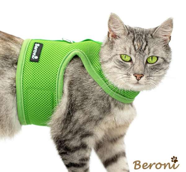 Kitty Jacket harnais anti-fuite pour chat souple CLASSIC uni vert